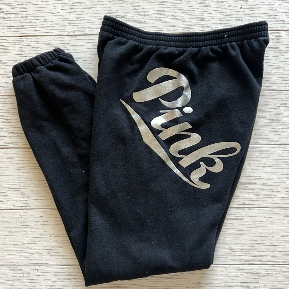 Pink Victoria's Secret Womens Sweatpants Size XS Black Joggers